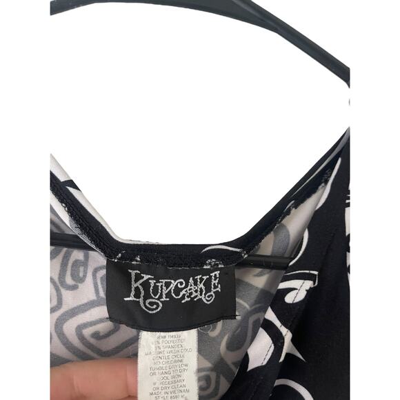 Kupcake Vintage Y2k Women's Size 8 Black White Tie Printed Midi‎ Dress - Picture 4 of 7